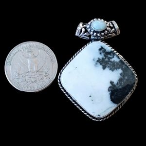 Natural Blue Larimar & White Buffalo Turquoise Statement 925 Necklace 18"